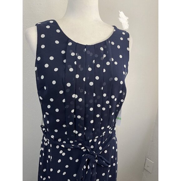 R&K Maxi Polkadot Sleeveless Chiffon Dress Lined Pleated Top Contrast Bottom - Picture 3 of 14